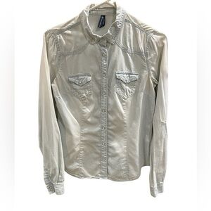 Highway Jeans Denim Light Blue Pearl Snap Button Down Shirt